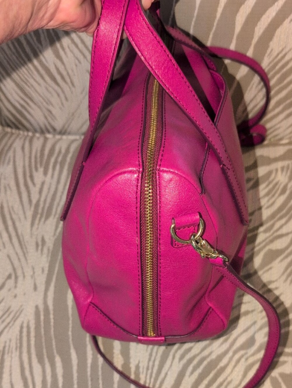 Fossil Hot Pink Leather Sydney Satchel And Crossbody - Picture 5 of 15